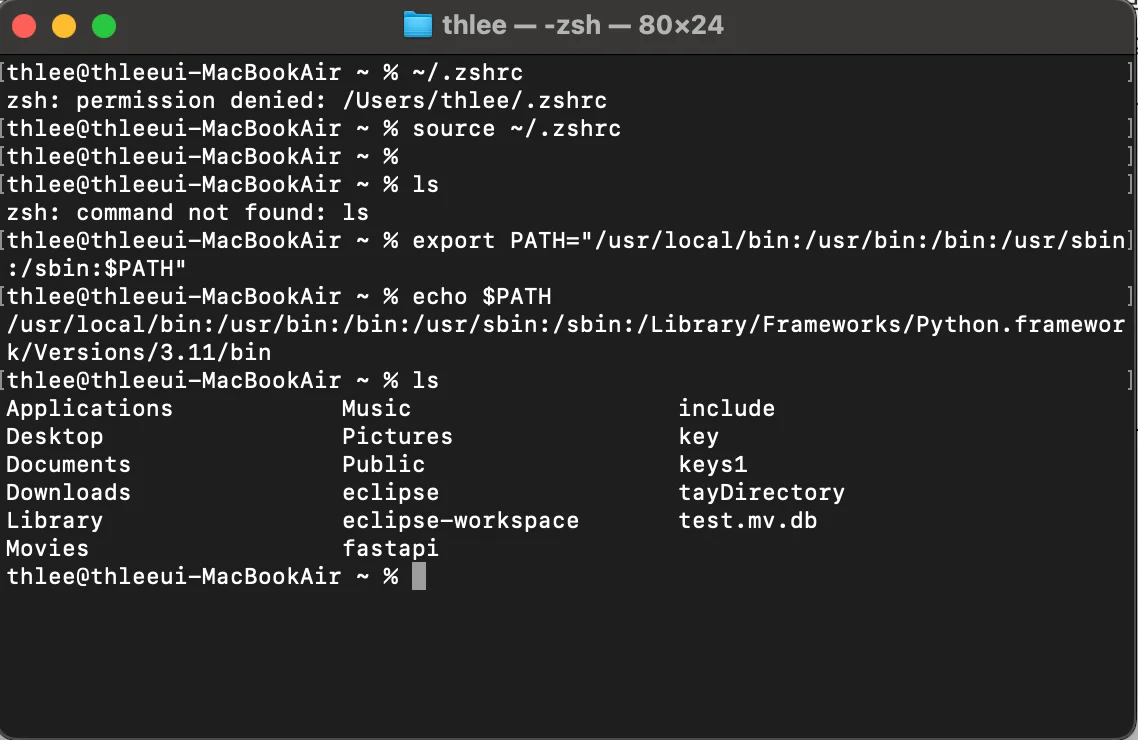 ls working again after restoring PATH